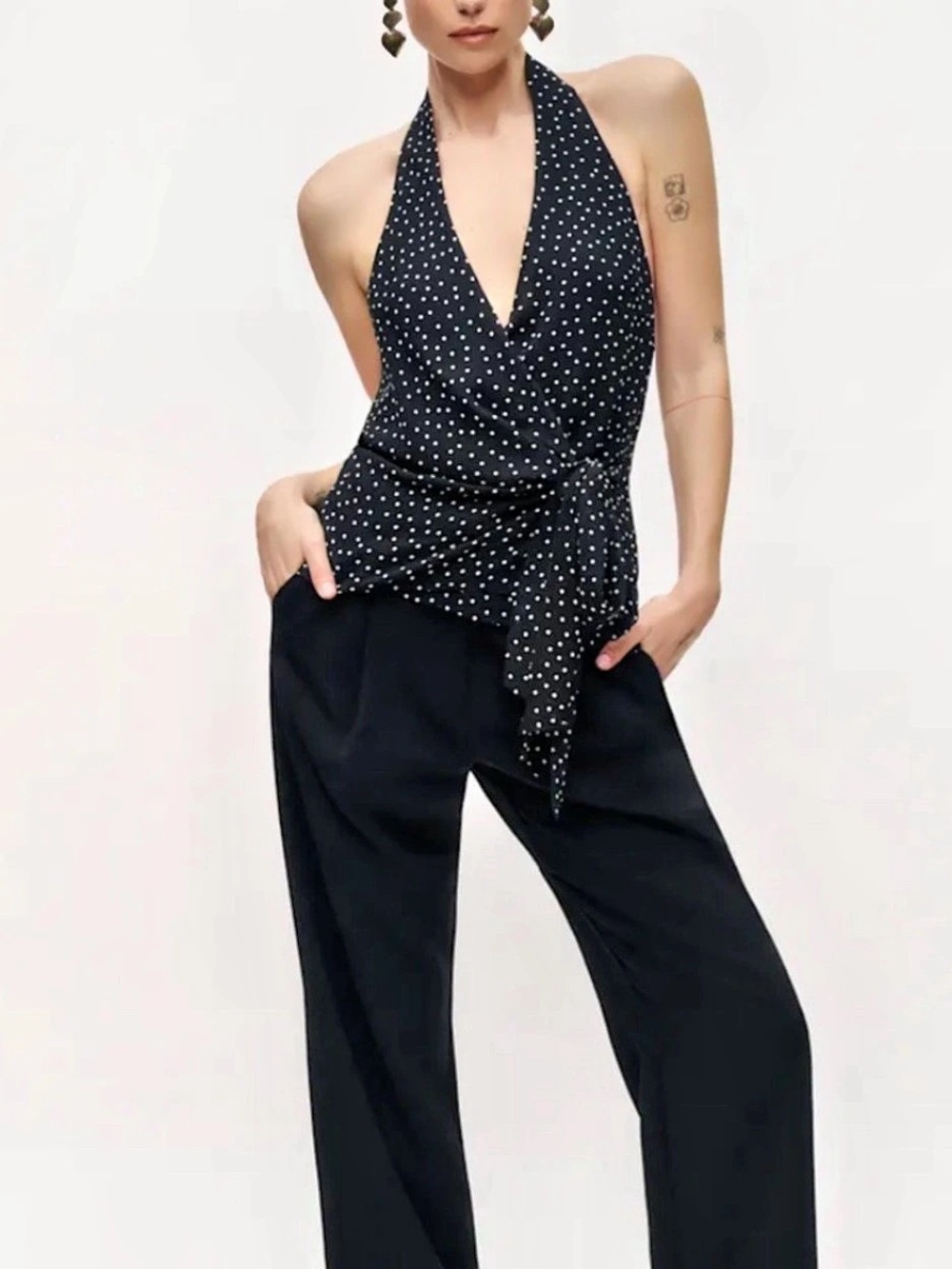 Reformation Nila Top Polka Dot Halter Top in Polka Dot